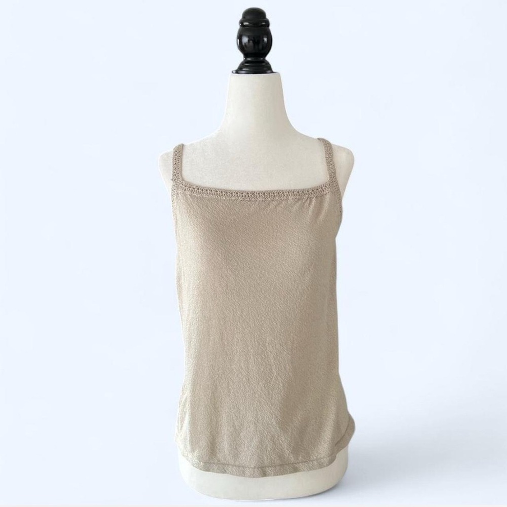 Vintage‎ Cream Crochet Knit Tank Top Soft Girl Cozycore Cottagecore Size L